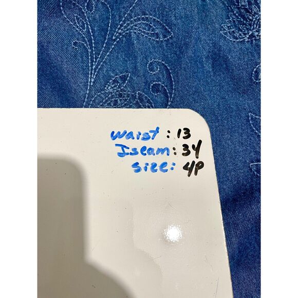 Talbots VTG chambray skirt wester peasant gypsy embroidery flare blue women 4P - Picture 5 of 5